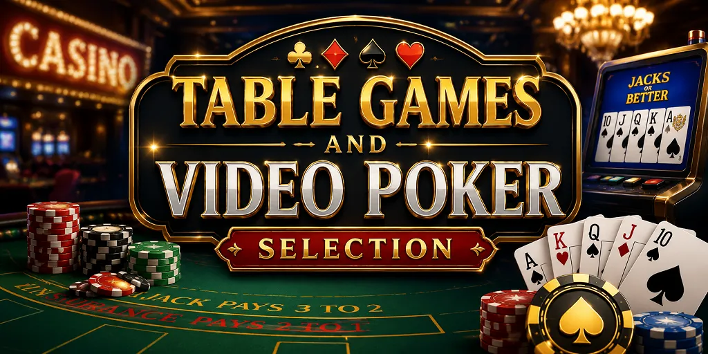 Table Games And Video Poker Selection