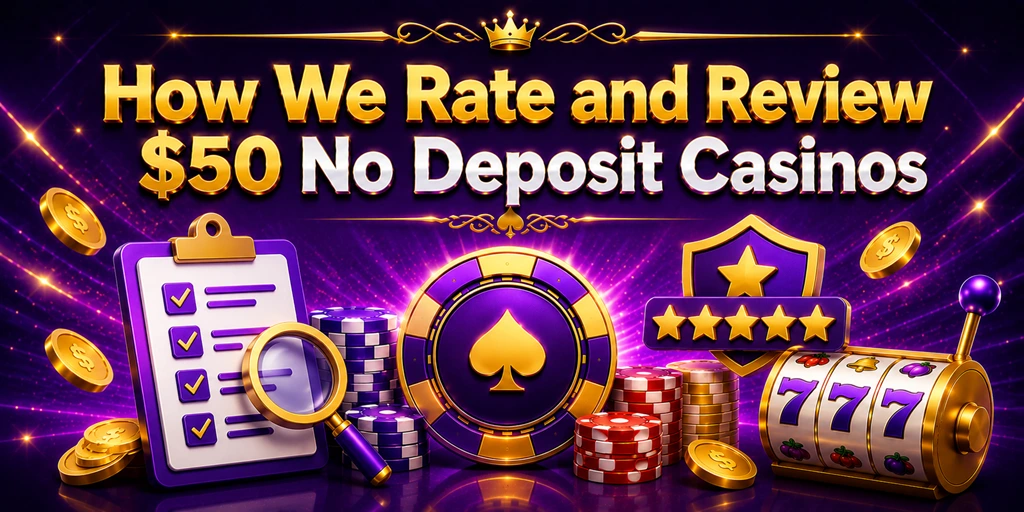 How We Rate and Review $50 No Deposit Casinos